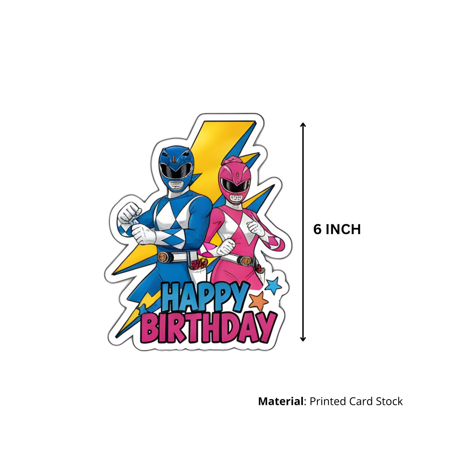 Power Rangers Theme Birthday Cutouts (6 inches/250 GSM Cardstock/Mixcolour/12Pcs)