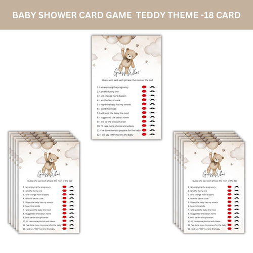 Load image into Gallery viewer, Baby Shower Games Card Pack - 18 High-Quality 300gsm Cards for Fun &amp; Exciting Celebration(Guess Who?)
