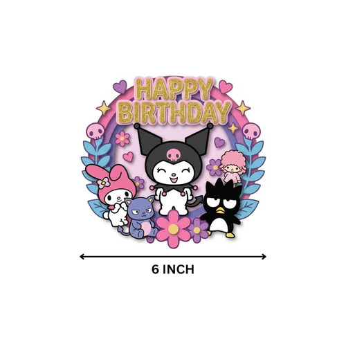 Load image into Gallery viewer, Kuromi Birthday Cake Topper for Kids | Premium 300 GSM Cardstock | Cute Cartoon Party Decoration | Cake Decoration Topper for Birthday Party Supplies
