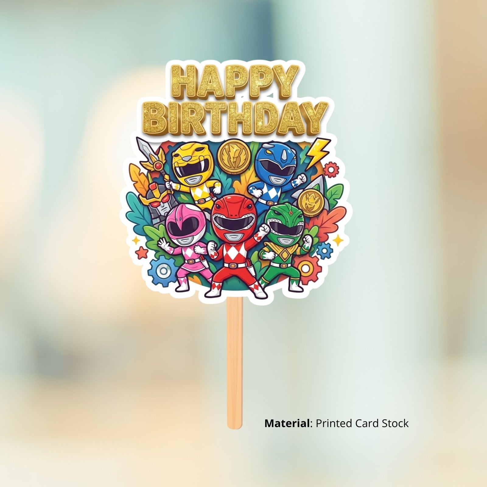 Power Rangers Birthday Cake Topper for Kids | Premium 300 GSM Cardstock | Cute Cartoon Party Decoration | Cake Decoration Topper for Birthday Party Supplies