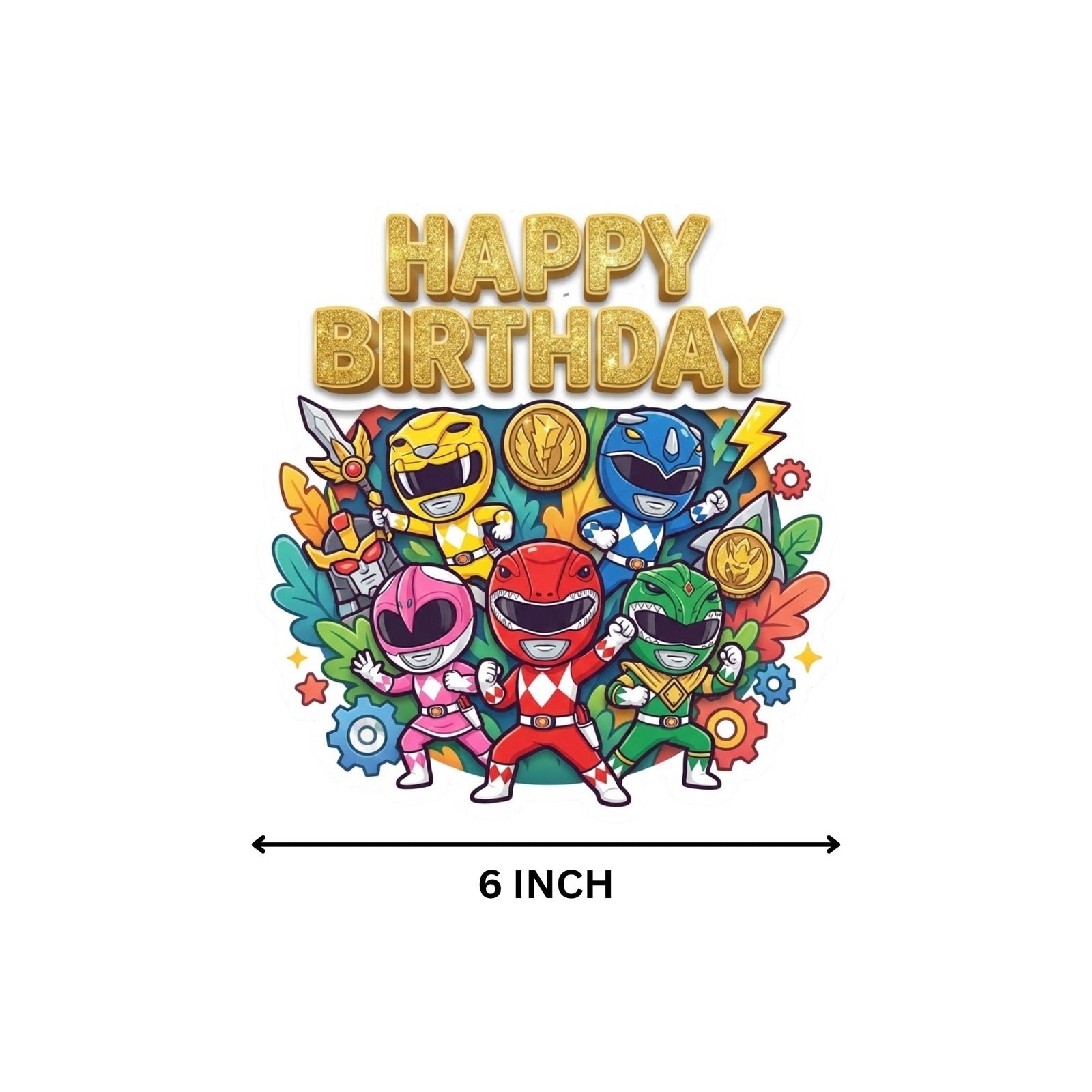 Power Rangers Birthday Cake Topper for Kids | Premium 300 GSM Cardstock | Cute Cartoon Party Decoration | Cake Decoration Topper for Birthday Party Supplies