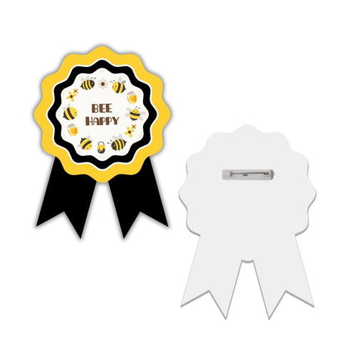 Load image into Gallery viewer, Bumble Bee Theme Birthday Badges for Kids – 4x3 Inch 250gsm Cardstock with Pin | PartyDecor Mall (Bumble Bee)
