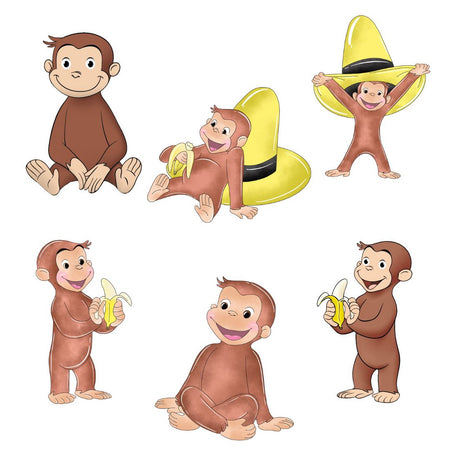 Curious George Theme Cutout (6 inches/250 GSM Cardstock/Mixcolour/12Pcs)