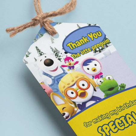 Pororo Theme Thank You Cards & Return Gift Tags - 30Pcs, 2x3.5, 250 GSM Cardstock (Pororo)