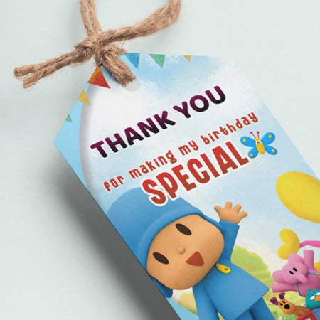 Pocoyo Theme Thank You Cards & Return Gift Tags - 30Pcs, 2x3.5, 250 GSM Cardstock (Pocoyo)