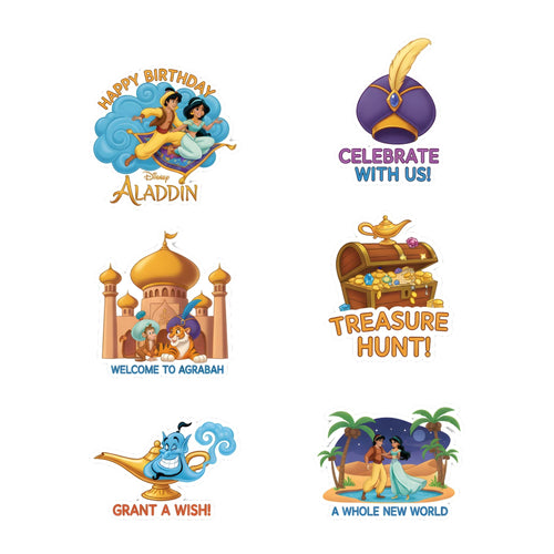 Load image into Gallery viewer, Aladdin Theme Birthday Cutouts (6 inches/250 GSM Cardstock/Mixcolour/12Pcs)
