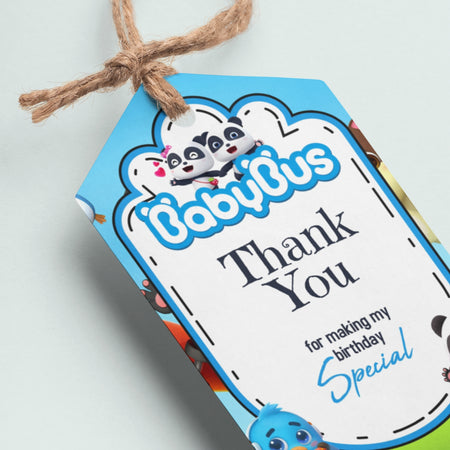 Baby Bus Theme Thank You Cards & Return Gift Tags - 30Pcs, 2x3.5, 250 GSM Cardstock (Baby Bus)