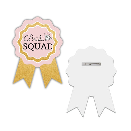 Bride Squad Badges for Kids – 4x3 Inch 250gsm Cardstock with Pin | PartyDecor Mall (Bride Squad)