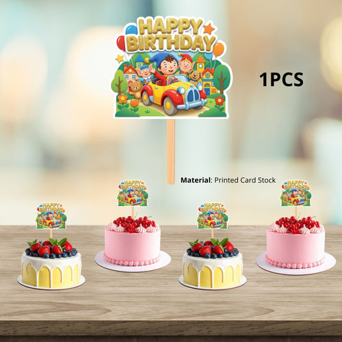 Load image into Gallery viewer, Noddy In Toyland Birthday Cake Topper for Kids | Premium 300 GSM Cardstock | Cute Cartoon Party Decoration | Cake Decoration Topper for Birthday Party Supplies
