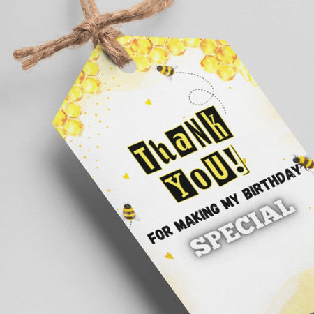 Bumble Bee Theme Thank You Cards & Return Gift Tags - 30Pcs, 2x3.5, 250 GSM Cardstock, Green & Black (Bumble Be)