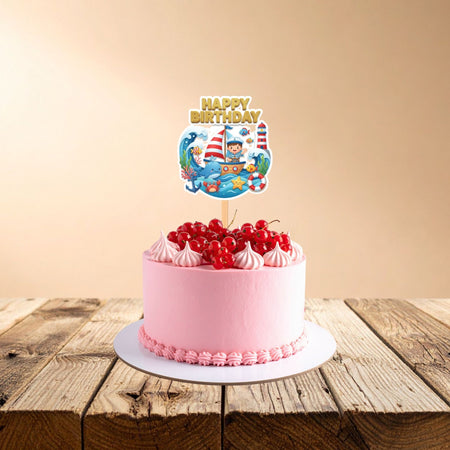 Under-The-Sea Birthday Cake Topper for Kids | Premium 300 GSM Cardstock | Cute Cartoon Party Decoration | Cake Decoration Topper for Birthday Party Supplies