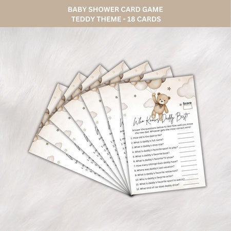 Who Knows Daddy Best? Baby Shower Games Card Pack - 18 High-Quality 300gsm Cards for Fun & Exciting Celebration