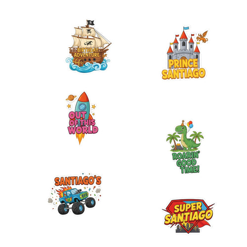 Load image into Gallery viewer, Prince Santiago Theme Birthday Cutouts (6 inches/250 GSM Cardstock/Mixcolour/12Pcs)
