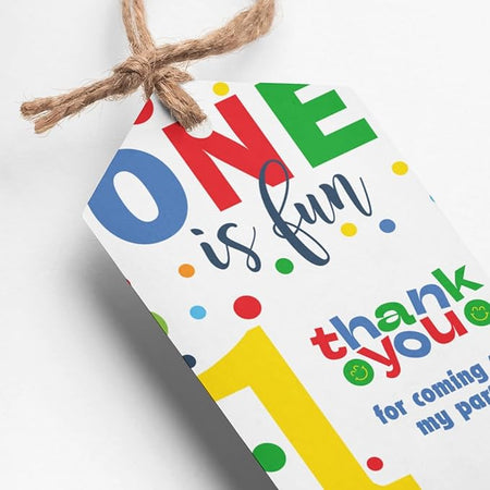 PartyDecor Mall First Birthday Thank You Tags & Return Gift Cards - 30Pcs with Strings, Unique Design Return Favor Tags
