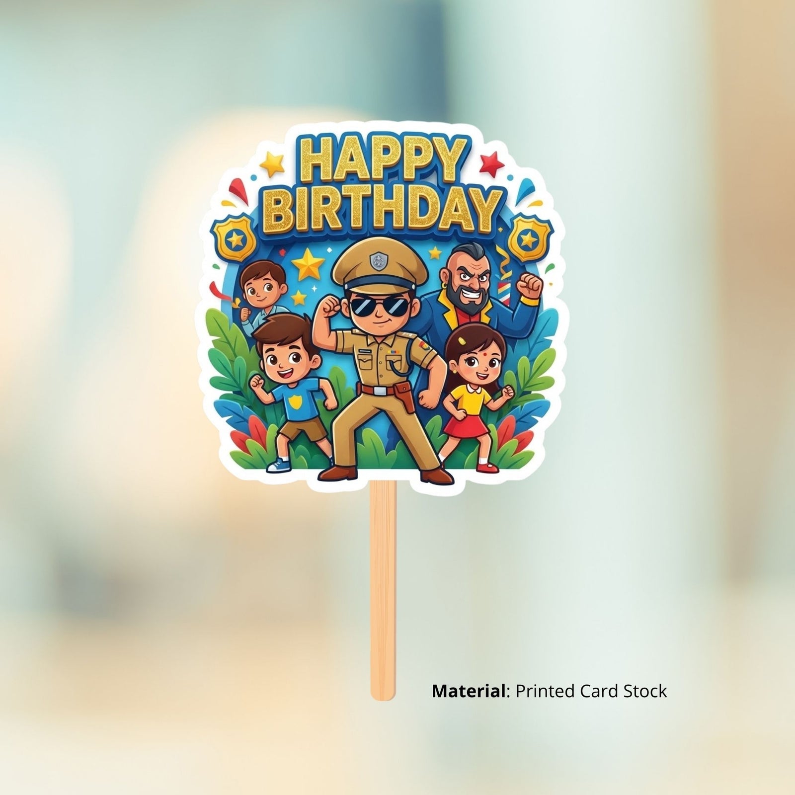 Little Singham Birthday Cake Topper for Kids | Premium 300 GSM Cardstock | Cute Cartoon Party Decoration | Cake Decoration Topper for Birthday Party Supplies