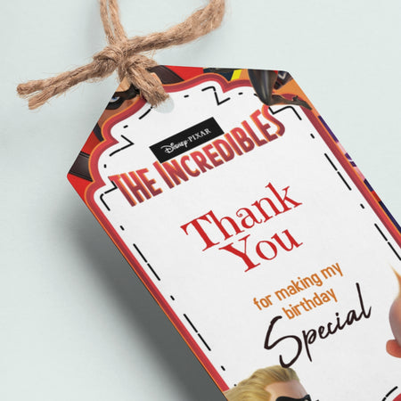 The Incredibles Theme Thank You Cards & Return Gift Tags - 30Pcs, 2x3.5, 250 GSM Cardstock (The Incredibles)