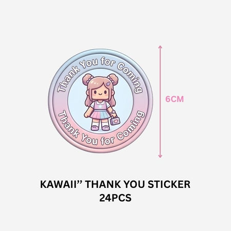 Kawaii Theme- Return Gift/birthday decor Thankyou Sticker (6 CM/Sticker/Mixcolour/24Pcs)
