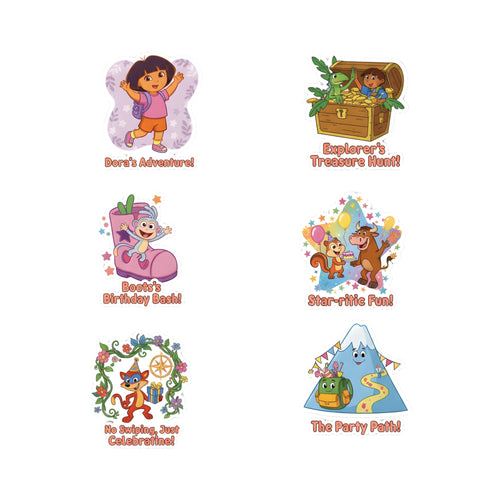 Load image into Gallery viewer, Dora Theme Birthday Cutouts (6 inches/250 GSM Cardstock/Mixcolour/12Pcs)
