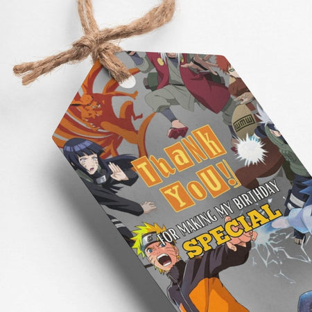 Naruto Themed Return Gift & Thank You Tags - 30pcs, 2x3.5", 250GSM Cardstock, Black & Orange - Perfect Party Favors