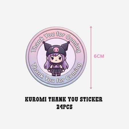 Kuromi Theme- Return Gift/birthday decor Thankyou Sticker (6 CM/Sticker/Mixcolour/24Pcs)
