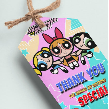 Powerpuff Girls Theme Thank You Cards & Return Gift Tags - 30Pcs, 2x3.5, 250 GSM Cardstock (Powerpuff Girls)
