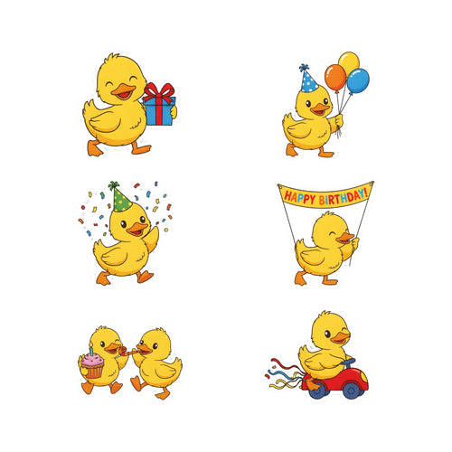 Load image into Gallery viewer, Duck Theme Birthday Cutouts (6 inches/250 GSM Cardstock/Mixcolour/12Pcs)
