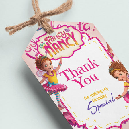 Fancy nancy Theme Thank You Cards & Return Gift Tags - 30Pcs, 2x3.5, 250 GSM Cardstock (Fancy nancy)
