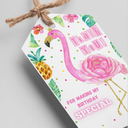 Flamingo Theme Thank You Cards & Return Gift Tags - 30Pcs, 2x3.5, 250 GSM Cardstock, Green & Black (Flamingo)