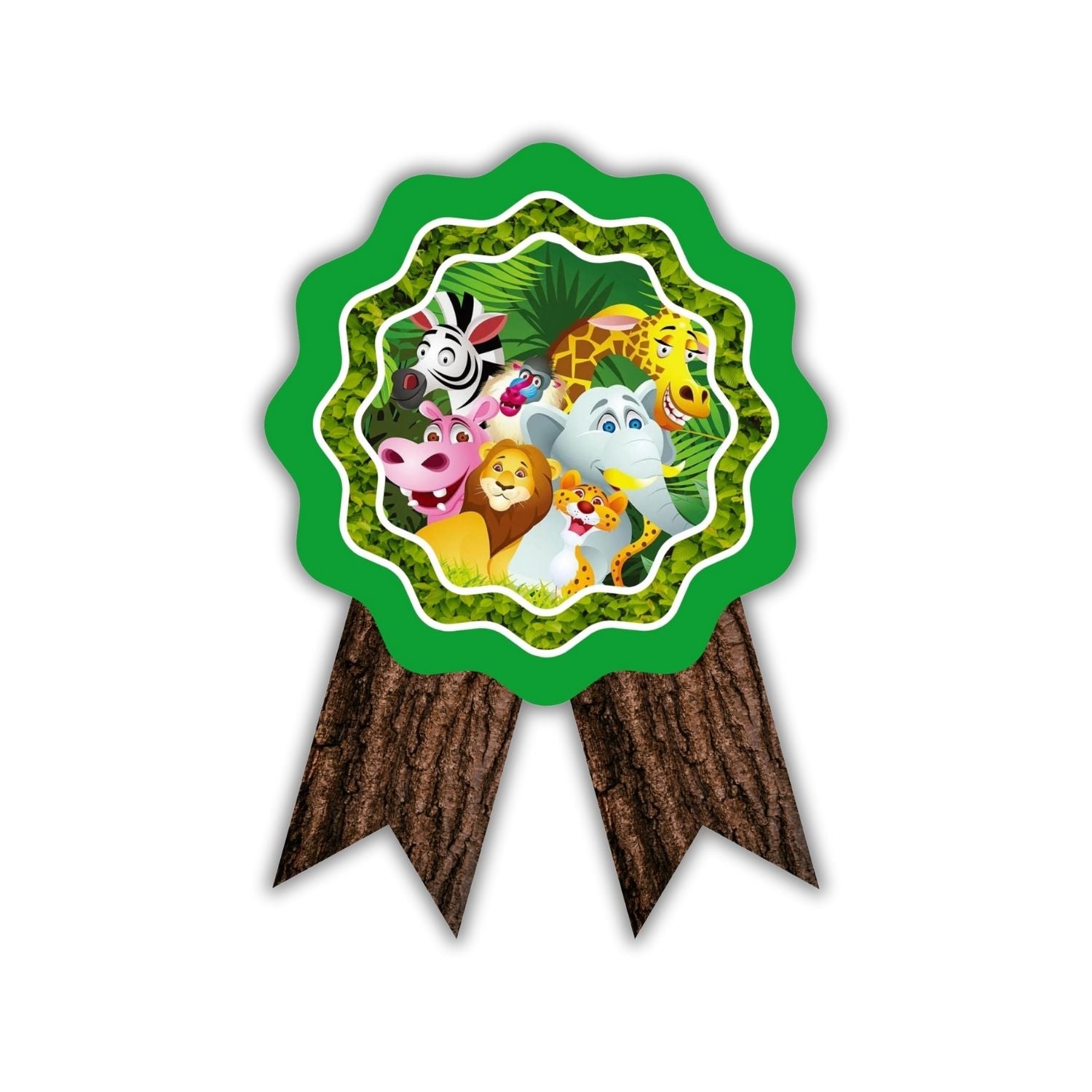 Jungle Theme Birthday Badges for Kids – 4x3 Inch 250gsm Cardstock with Pin | PartyDecor Mall