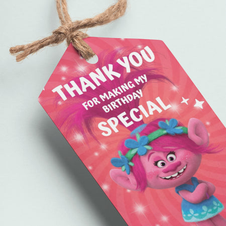 Poppy Trolls Theme Thank You Cards & Return Gift Tags - 30Pcs, 2x3.5, 250 GSM Cardstock (Poppy Trolls)
