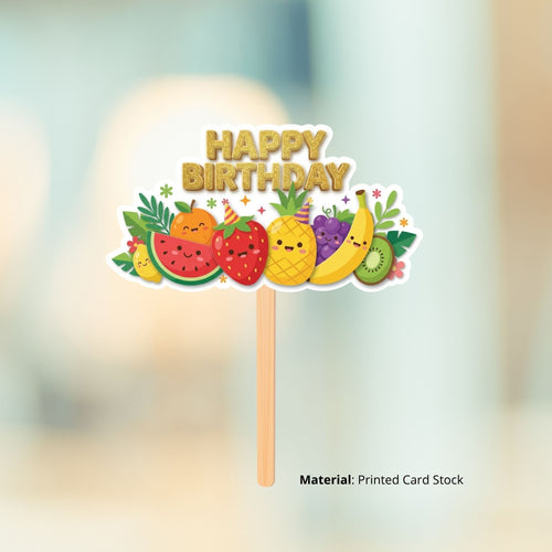 Load image into Gallery viewer, Fruits Birthday Cake Topper for Kids | Premium 300 GSM Cardstock | Cute Cartoon Party Decoration | Cake Decoration Topper for Birthday Party Supplies
