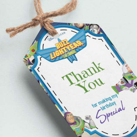 Buzz Lightyear Theme Thank You Cards & Return Gift Tags - 30Pcs, 2x3.5, 250 GSM Cardstock (Buzz Lightyear)