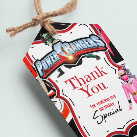 Power Rangers Theme Thank You Cards & Return Gift Tags - 30Pcs, 2x3.5, 250 GSM Cardstock (Power Rangers)