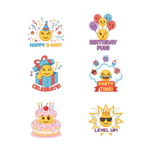 Load image into Gallery viewer, Emoji Theme Birthday Cutouts (6 inches/250 GSM Cardstock/Mixcolour/12Pcs)
