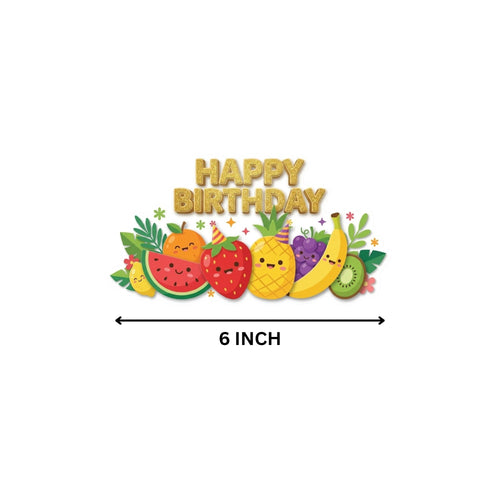Load image into Gallery viewer, Fruits Birthday Cake Topper for Kids | Premium 300 GSM Cardstock | Cute Cartoon Party Decoration | Cake Decoration Topper for Birthday Party Supplies
