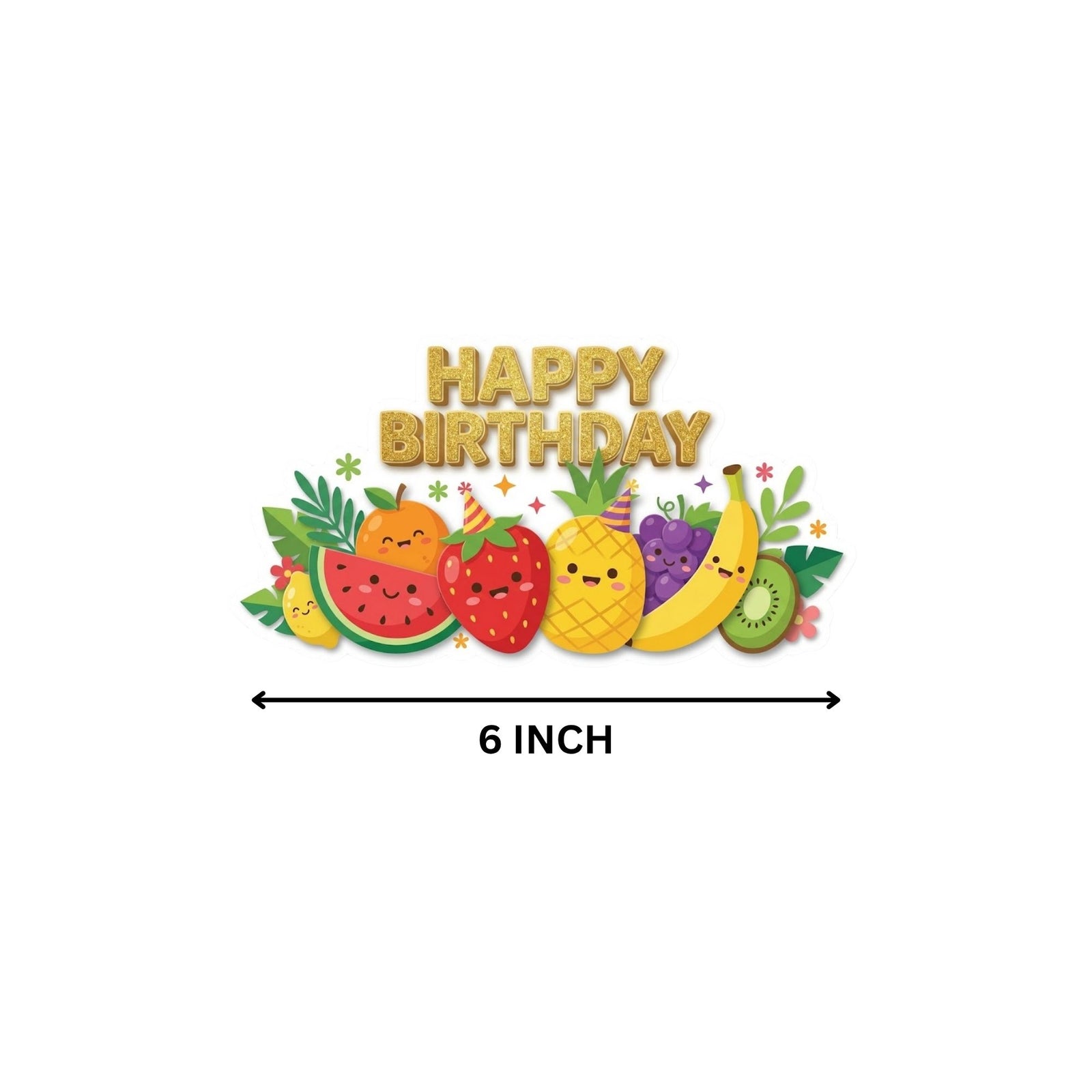 Fruits Birthday Cake Topper for Kids | Premium 300 GSM Cardstock | Cute Cartoon Party Decoration | Cake Decoration Topper for Birthday Party Supplies