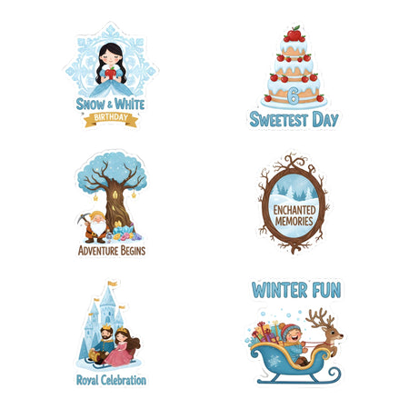 Snow White Theme Birthday Cutouts (6 inches/250 GSM Cardstock/Mixcolour/12Pcs)