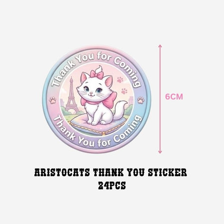 Aristocats Theme- Return Gift/birthday decor Thankyou Sticker (6 CM/Sticker/Mixcolour/24Pcs)