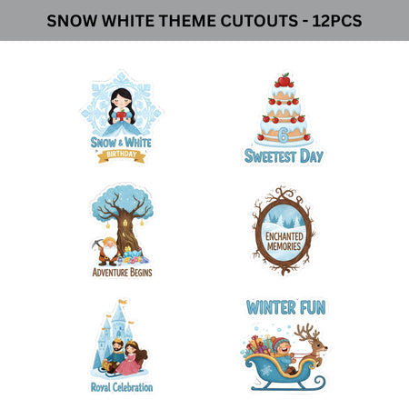 Snow White Theme Birthday Cutouts (6 inches/250 GSM Cardstock/Mixcolour/12Pcs)