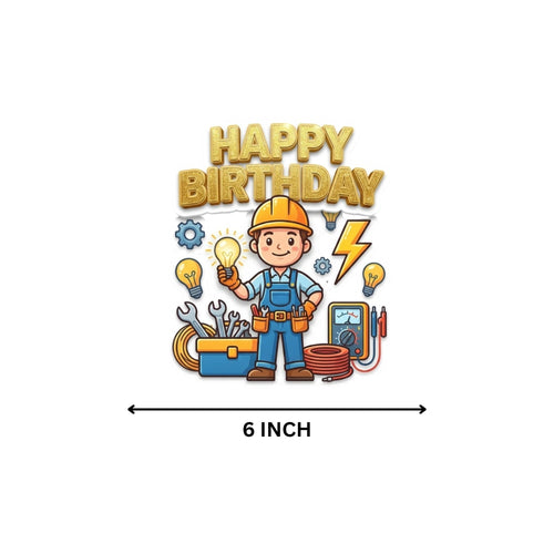 Load image into Gallery viewer, Electricion Birthday Cake Topper for Kids | Premium 300 GSM Cardstock | Cute Cartoon Party Decoration | Cake Decoration Topper for Birthday Party Supplies
