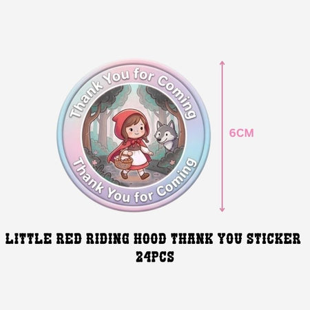 Little Red Riding Hood Theme- Return Gift/birthday decor Thankyou Sticker (6 CM/Sticker/Mixcolour/24Pcs)