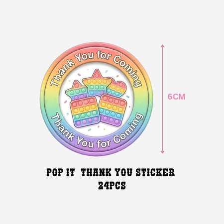 Pop It Theme- Return Gift/birthday decor Thankyou Sticker (6 CM/Sticker/Mixcolour/24Pcs)