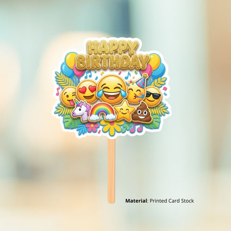 Emoji Birthday Cake Topper for Kids | Premium 300 GSM Cardstock | Cute Cartoon Party Decoration | Cake Decoration Topper for Birthday Party Supplies
