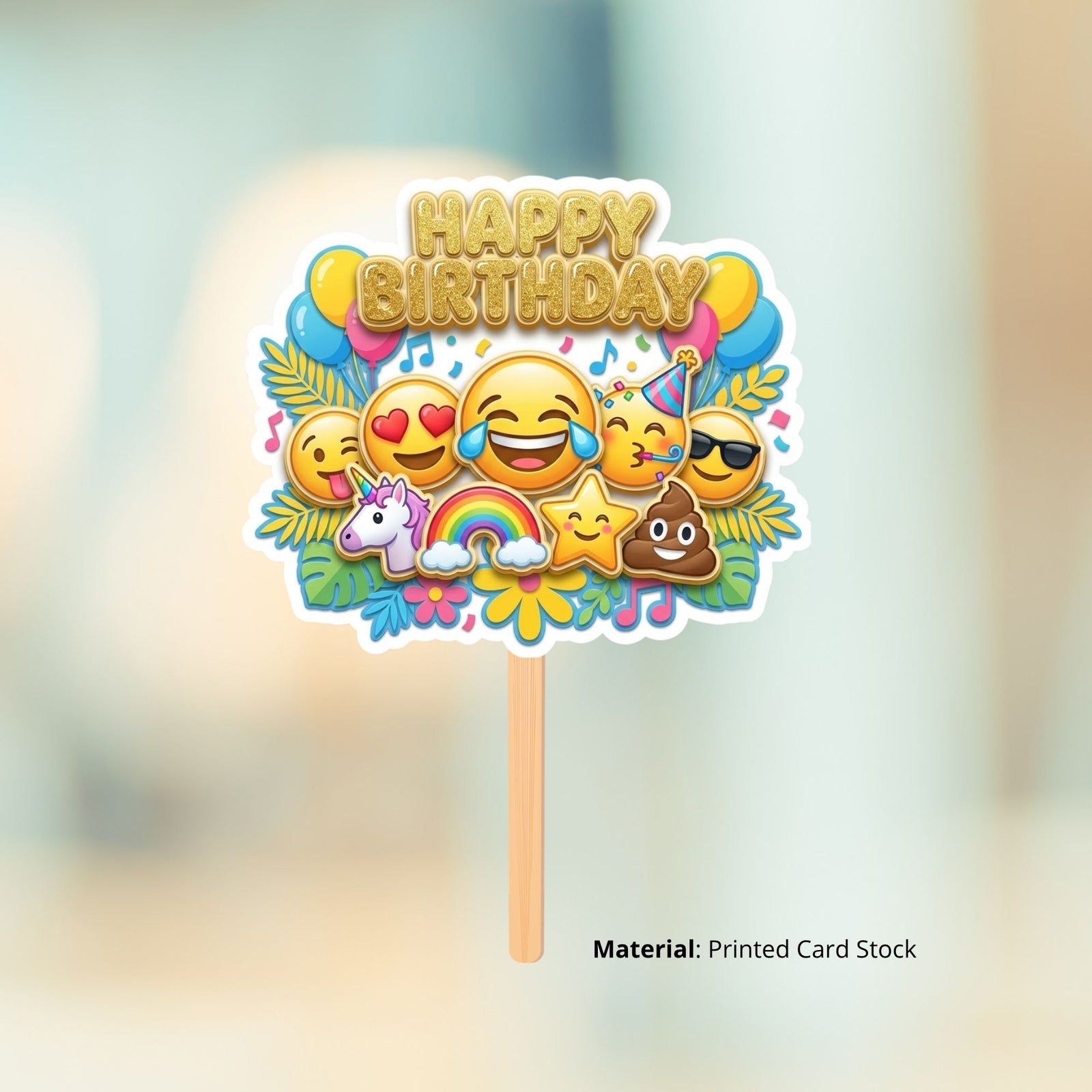 Emoji Birthday Cake Topper for Kids | Premium 300 GSM Cardstock | Cute Cartoon Party Decoration | Cake Decoration Topper for Birthday Party Supplies