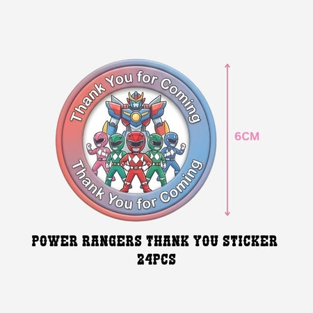Power Ranger Theme- Return Gift/birthday decor Thankyou Sticker (6 CM/Sticker/Mixcolour/24Pcs)