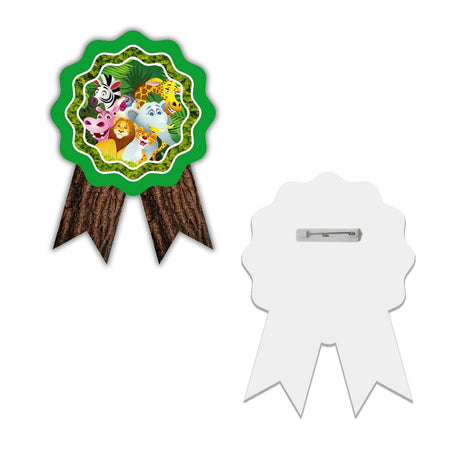 Jungle Theme Birthday Badges for Kids – 4x3 Inch 250gsm Cardstock with Pin | PartyDecor Mall