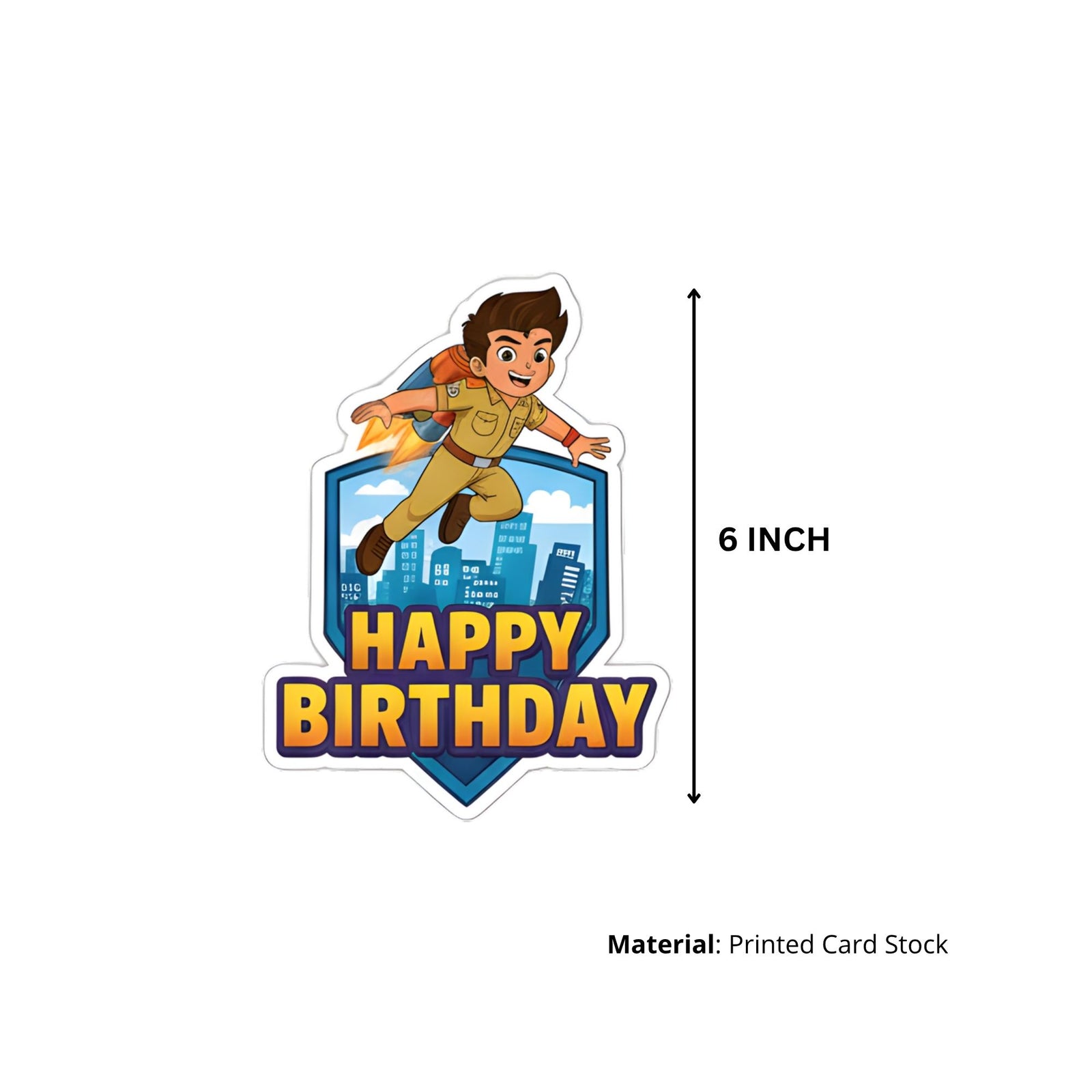 Little Singham Theme Birthday Cutouts (6 inches/250 GSM Cardstock/Mixcolour/12Pcs)