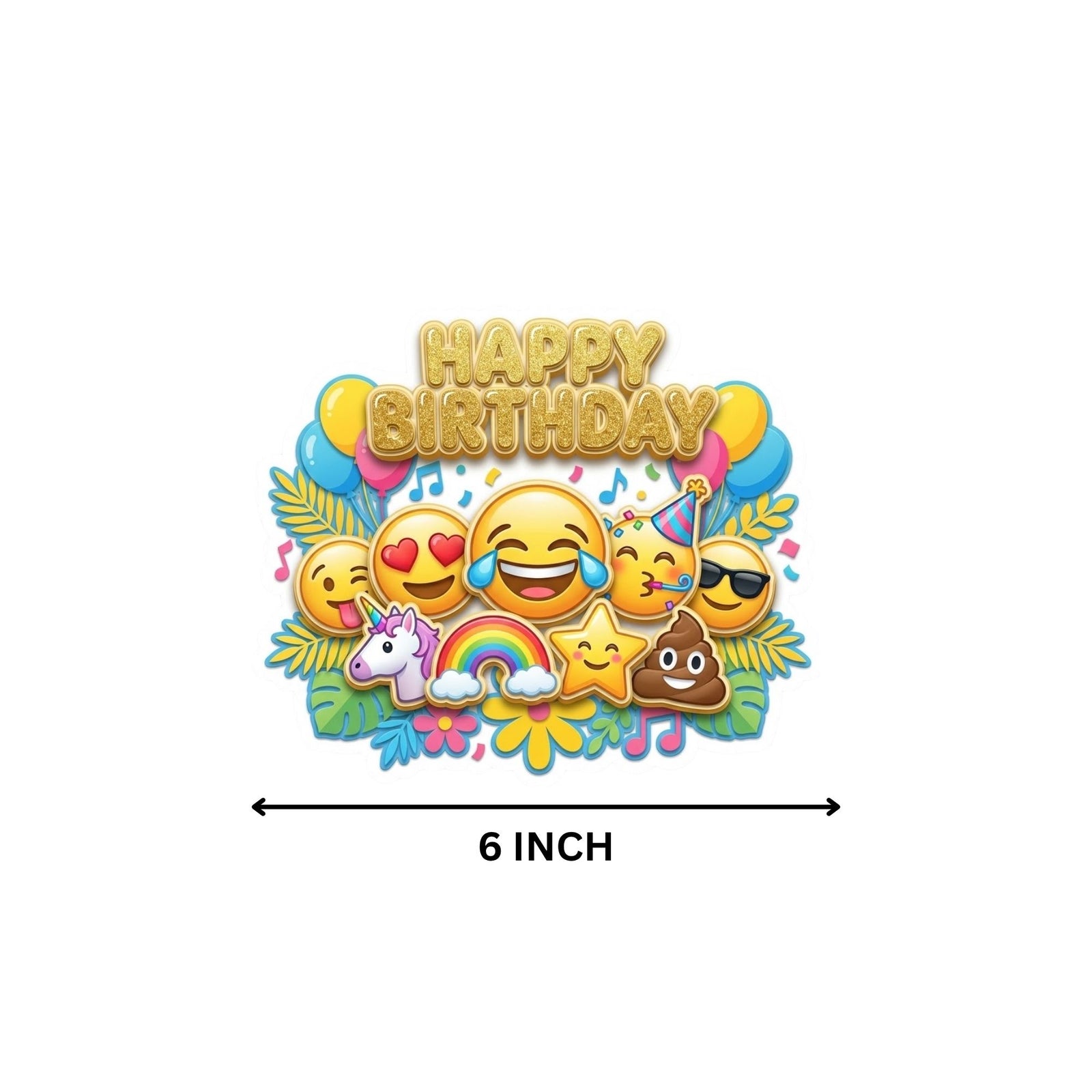 Emoji Birthday Cake Topper for Kids | Premium 300 GSM Cardstock | Cute Cartoon Party Decoration | Cake Decoration Topper for Birthday Party Supplies