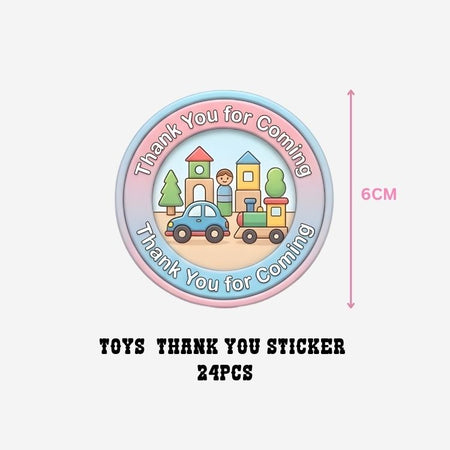 Toys Theme- Return Gift/birthday decor Thankyou Sticker (6 CM/Sticker/Mixcolour/24Pcs)