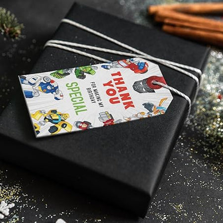 Transformers Theme Thank You Cards & Return Gift Tags - 30Pcs, 2x3.5, 250 GSM Cardstock (Transformers)